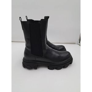 Dream Pairs 10 Black Chunky Chelsea Womens Fashion Rubber Sole Boots